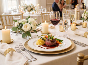 Catering vendor at the Buffalo Bridal Show showcasing wedding and event menu options