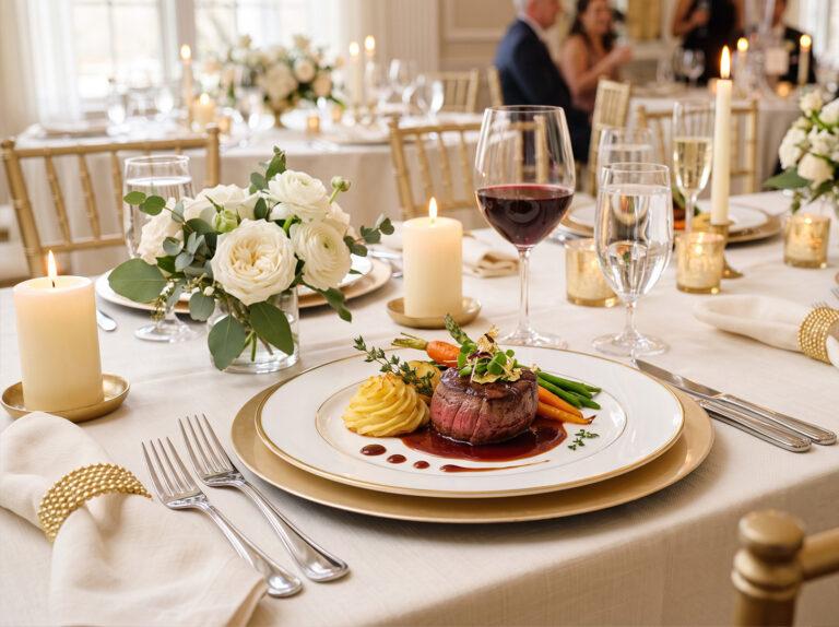 Catering vendor at the Buffalo Bridal Show showcasing wedding and event menu options
