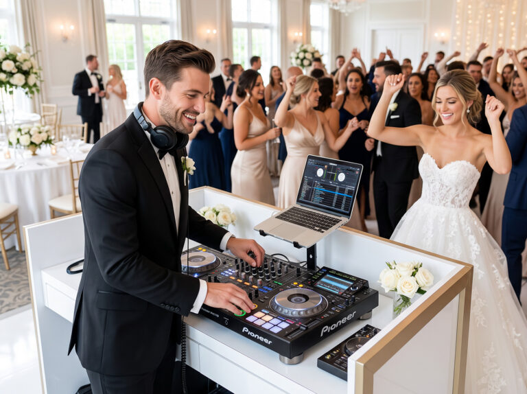 DJ vendor at the Buffalo Bridal Show offering music and entertainment services for weddings and events