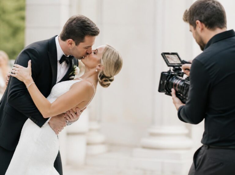 Wedding videographer capturing a bride and groom at the Buffalo Bridal Show